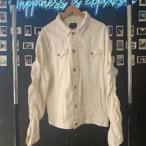 Ruffled White Denim Jacket